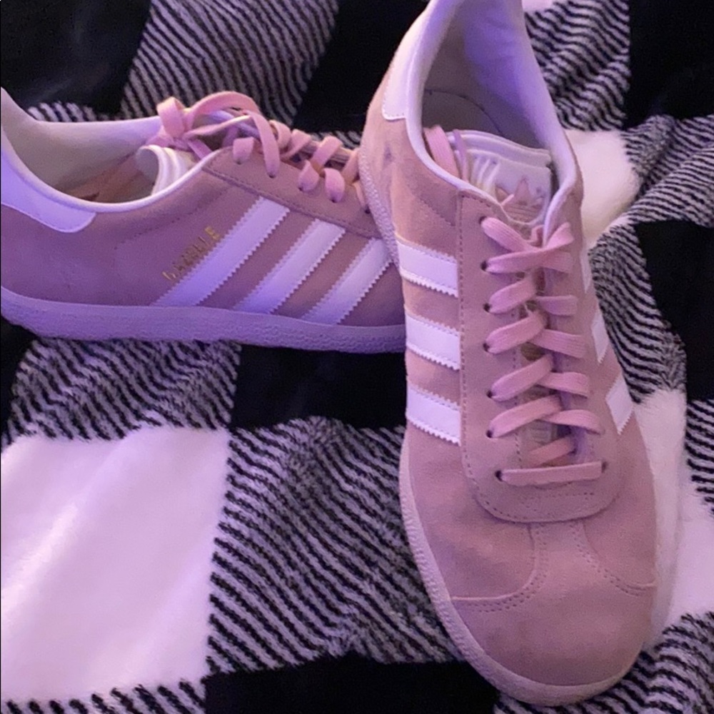 Rose Gold Velvet Adidas Court Shoes